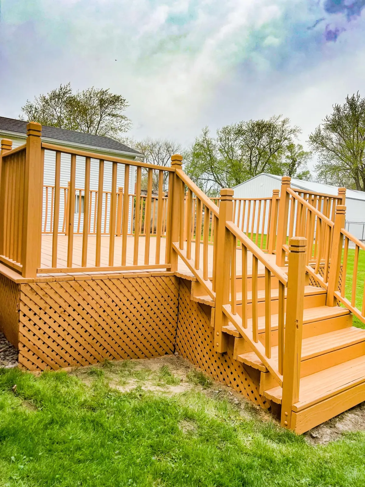 Completed professional deck staining in Sangamon County